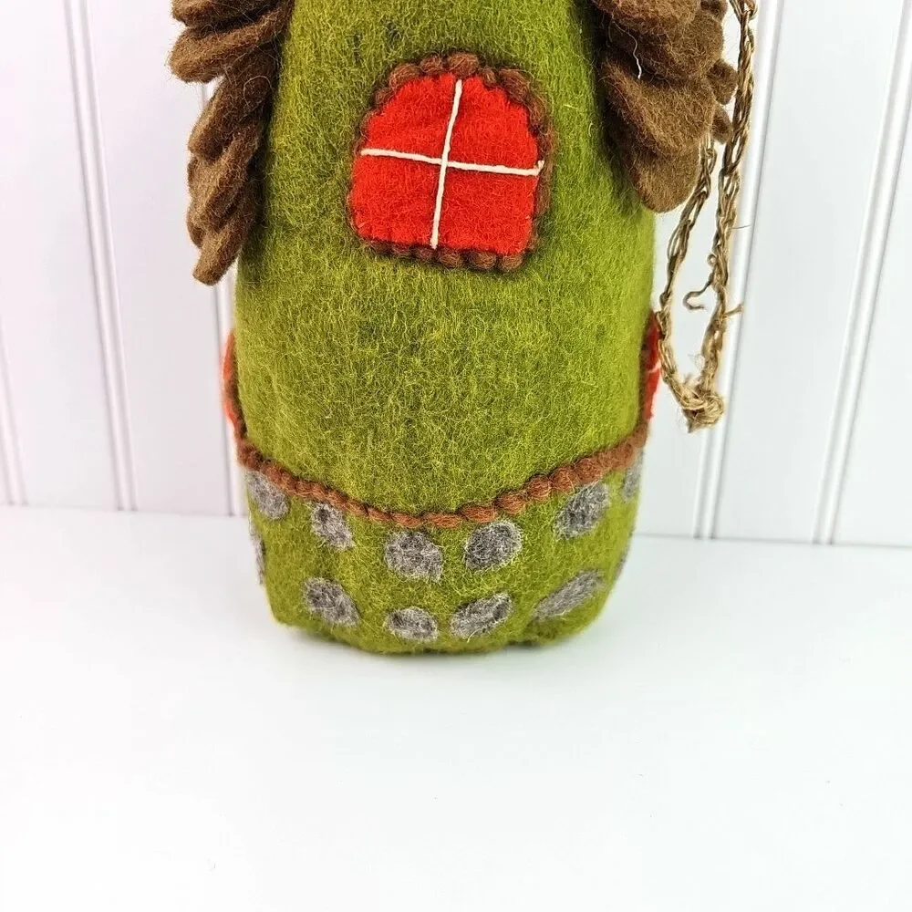 Wild Woolies Felted Wool Birdhouse Forest House Green 10 In Natural Materials